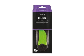 2GO Enjoy 3/4 komfortsåle med støtdemping, svangstøtte og fuktabsorberende bambustekstil for økt komfort i sko.