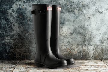 Hunter Womens Original Tall Adjustable gummistøvler i sort med høyt skaft og justerbar spenne