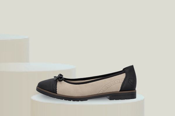 Bilde av rieker ballerina - Dame (beige/sort)