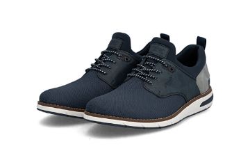 Rieker 11359 slip-on herresko i blå med elastiske strikkpartier