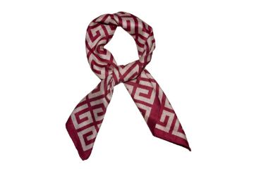 IntexScandia skjerf med mønster 65x65 i vinrød