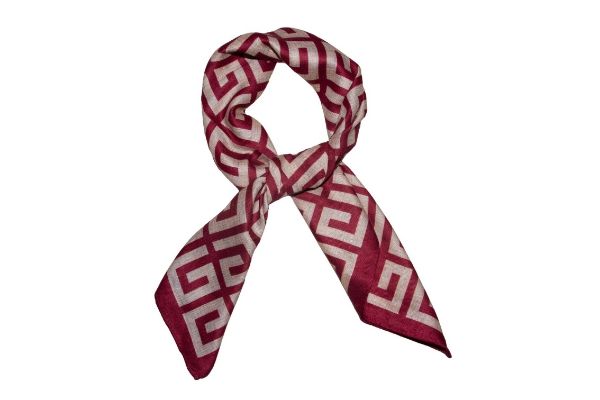 IntexScandia skjerf med mønster 65x65 i vinrød