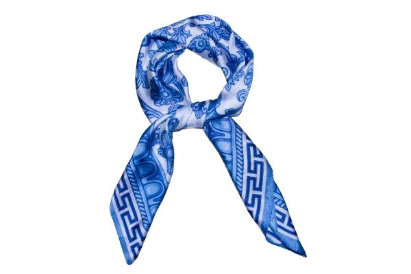 IntexScandia paisleymønstret skjerf 70x70 i blåtoner