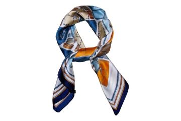 IntexScandia skjerf 70x70 med veskeprint i blåtoner