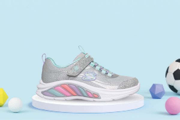 Skechers Rainbow Cruisers Glitzy Glow blinkesko barn silver 