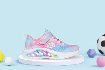 Skechers Rainbow Cruisers Rainbow Reflectin blinkesko barn blue multi