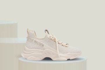 Steve Madden Mysteria-P dame pearl sneaker med perler trendy høy såle
