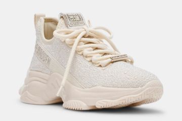 Steve Madden Mysteria-P dame pearl sneaker med perler trendy høy såle