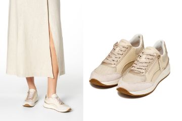 Geox Bulmya dame beige sneaker med glidelås komfortabel hverdagssko