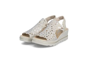 Rieker damesandal beige kilehæl komfortabel sommer sandal