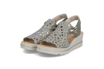 Rieker damesandal grønn kilehæl komfortabel sommer sandal