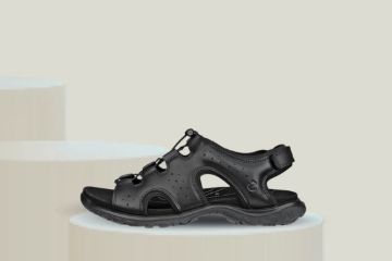 ECCO Offroad Roam Fisherman damesandal i sort skinn med god støtte og grep til tur og fritid