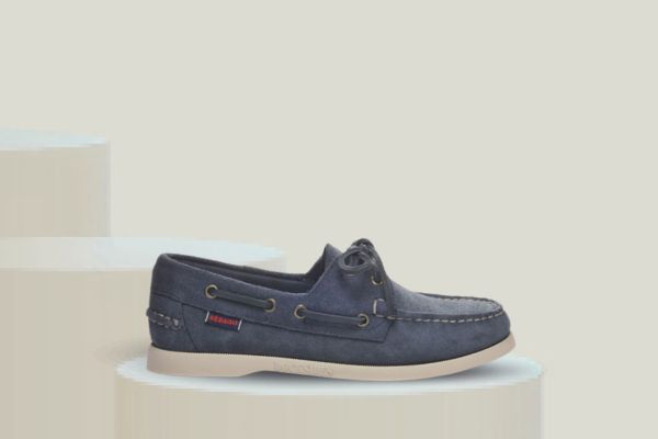 Sebago Portland seilersko til dame i blå semsket skinn med klassisk design og god komfort