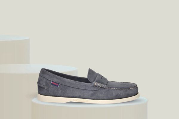 Sebago Dan Boat loafer til herre i blå semsket skinn med klassisk design og god komfort