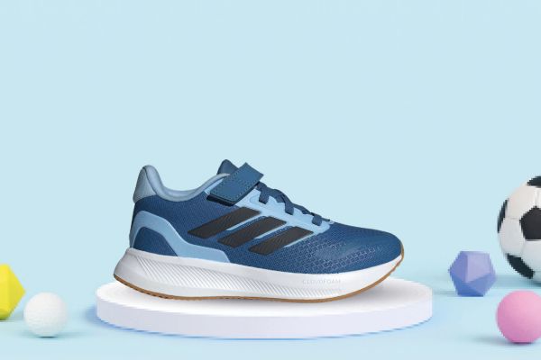 adidas Runfalcon 5 barnesko i blå med borrelås og god demping til skole og lek