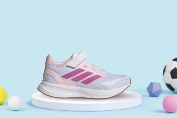 adidas Runfalcon 5 barn joggesko i hvit og rosa med borrelås og god demping