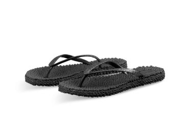 Ilse Jacobsen Cheerful01 flip-flop til dame i sort med komfortabel massasjesåle til strand og sommerbruk