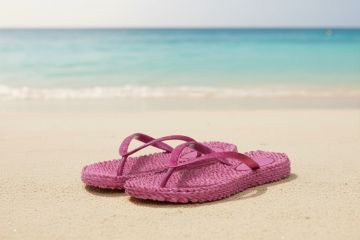 Ilse Jacobsen Cheerful01 flip-flop til dame i Magenta Haze med glitterremmer og komfortabel massasjesåle til strand og sommerbruk