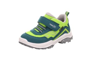 Superfit Jupiter GORE-TEX barnesko i grønn og lime med borrelås elastiske lisser og grov TPU såle