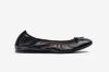 Sort ballerinasko til dame i skinn med rund tå og dekorativ sløyfe foran