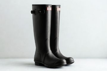 Hunter Womens Original Tall Adjustable gummistøvler i sort med høyt skaft og justerbar spenne