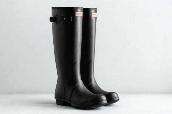 Hunter Womens Original Tall Adjustable gummistøvler i sort med høyt skaft og justerbar spenne