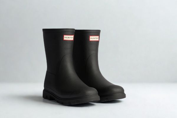 Hunter Downpour Short Insulated gummistøvler i svart med isolerende fleecefôr og kort skaft.