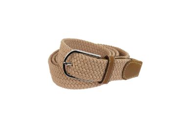 Intex Scandia elastisk strikkbelte til herre i beige med flettet design og metallspenne
