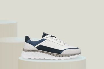 Geox Spherica™ Actif X1 sneakers til herre i hvit og navy med pustende mesh og komfortabel støtdempende såle.