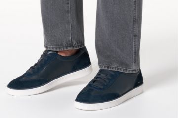 Geox Spherica™ Actif X4 sneakers til herre i navy med skinn, semsket skinn og komfortabel støtdempende såle.