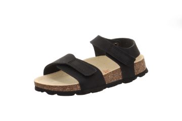 Svart Superfit Fussbettpantoffel barnesandal med anatomisk fotseng og justerbare borrelåser.