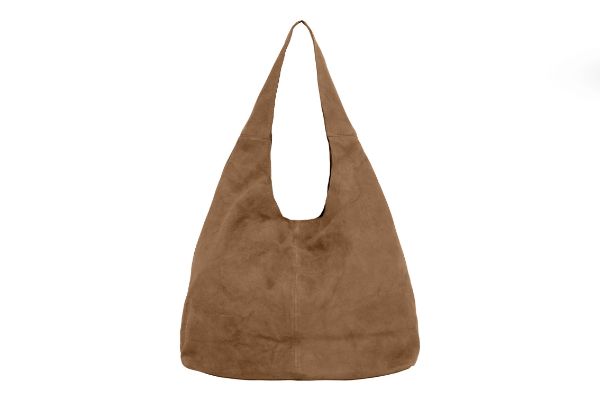 BTFCPH Suede Shopper brun shopperveske i mykt semsket geiteskinn med romslig design og knappelukking.