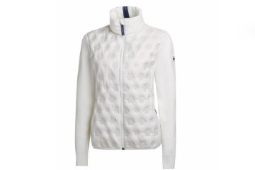 Vannucci Lady's Down Jacket hvit hybridjakke til dame med lett dunisolasjon, quiltet front og strikkede ermer.