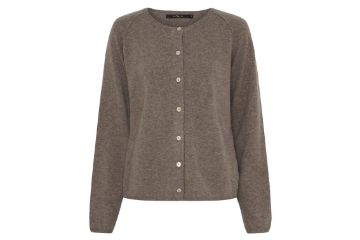 BTF EVA Cashmere Cardigan i ash brown melange til dame med knappelukking og myk cashmere- og merinoullkvalitet.