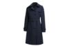 Vannucci navy trenchcoat til dame med slim fit-passform, belte i livet og vannavvisende materiale