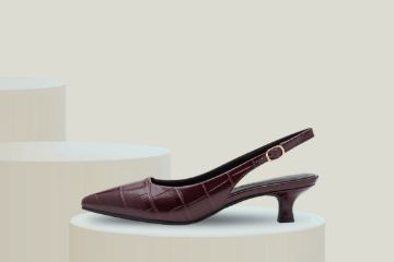 Marco Tozzi bordeaux slingback pumps med croco-mønster og FEEL ME-komfort.