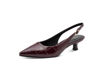 Marco Tozzi bordeaux slingback pumps med croco-mønster og FEEL ME-komfort.