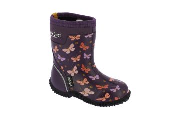 Dock Boot Butterfly lilla varm og vanntett vinterstøvel til barn i neopren med sommerfuglmønster.
