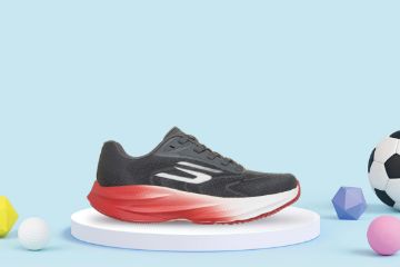 Skechers SKX Aero Spark Kinetic Surge joggesko til junior i koksgrå og rød