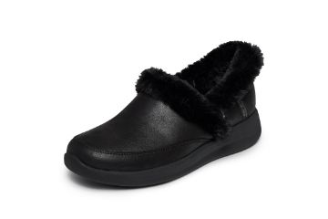 Skechers Slip-ins Cozy Escape svart damesko med fuskepels og Memory Foam