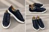 Blå SWIMS Cupsole Sneaker herresko med metallhemper og hvit gummisåle