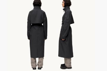Blæst Klipra Coat Dark Cloud lang vanntett trenchcoat til dame med belte