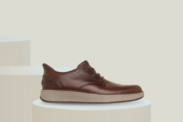 Skechers Slip-ins Burkett Lonzo brun skinnsko til herre med elastisk snøring