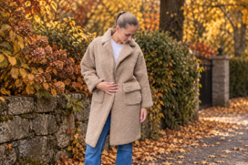 BTF CPH Celia Teddy Trenchcoat 400047 taupe lang teddy-kåpe dame