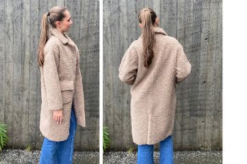 BTF CPH Celia Teddy Trenchcoat 400047 taupe lang teddy-kåpe dame