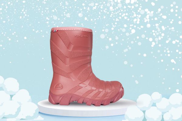 Viking Ultra Warm rosa termostøvler til barn med ullblandingsfôr og kraftig vintersåle