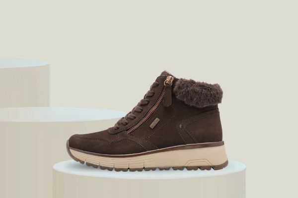 Jana brun vinterboots til dame med varmt fôr, TEX-membran, H-vidde og glidelås