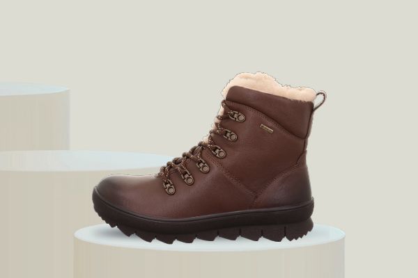 Legero Novara brun vinterboots til dame i skinn med GORE-TEX, lammeullsfor og kraftig såle