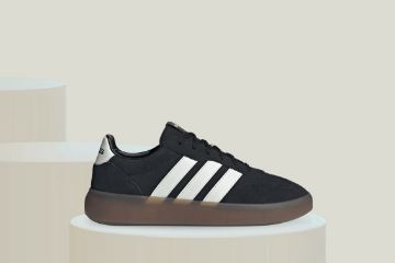 Adidas Barreda Decode KK4717 svart herresneaker i skinn med hvite 3-Stripes