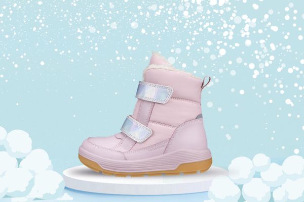 ECCO Urban Snowboarder 2.0 rosa vanntett vintersko til barn med borrelås